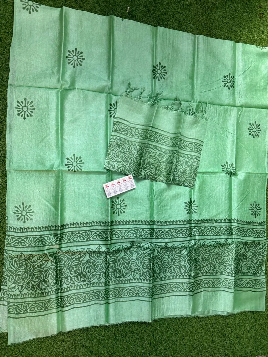 Premium Pure Handloom Tussar Silk Material (Top & Dupatta Only)